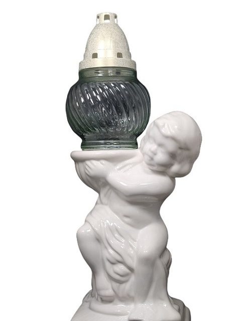 Keramikinė žvakidė į kapines -ANGELAS  baltas 40 cm.