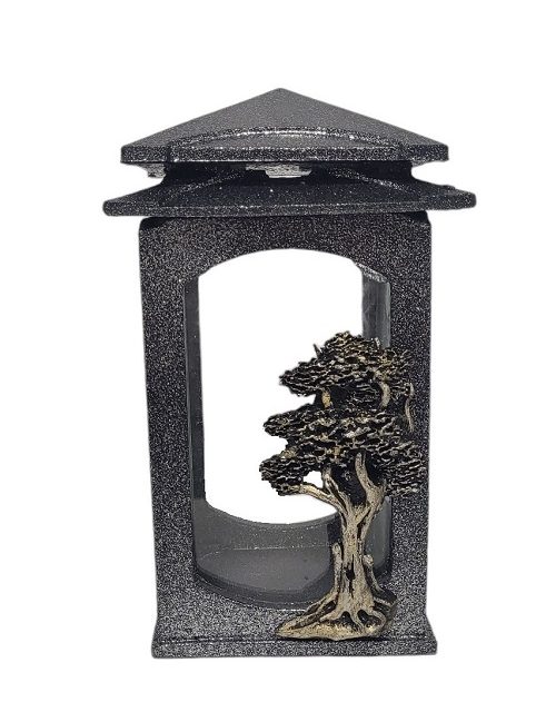 Žvakidė į kapines EPOKSIDINĖ su medžiu sidabrinė