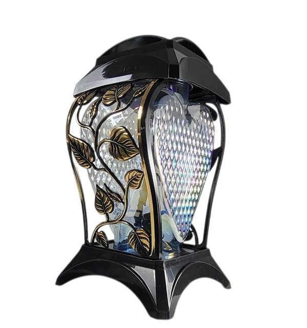 Žvakidė į kapines Z-7 širdis, lapai aukso spalvos 33 cm.