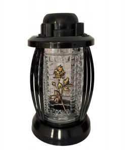 Žvakė į kapines su saulės baterija PRIMA juoda/auksinė 25 cm.