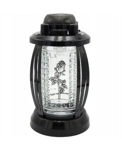 Žvakė į kapines su saulės baterija PRIMA juoda/sidabrinė 25 cm.