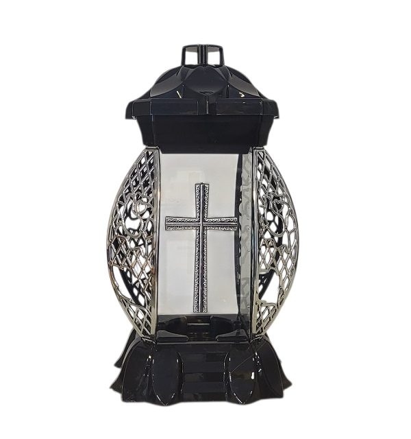 Žvakidė į kapines K-13 SK sidabro spalvos 27 cm.