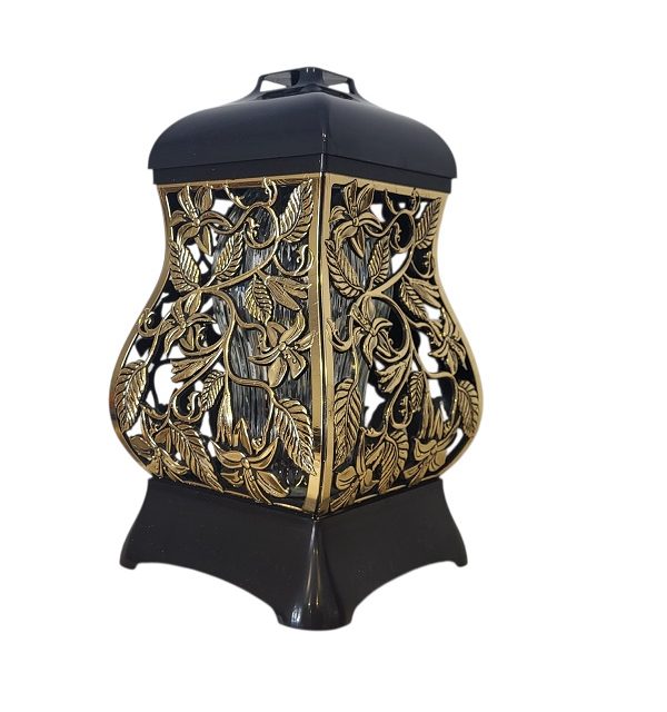 Žvakidė į kapines Z-6 juoda lapai aukso spalvos 35 cm.