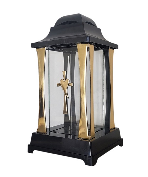 Žvakidė į kapines Z-12 Alba juoda/auksinė 37 cm.