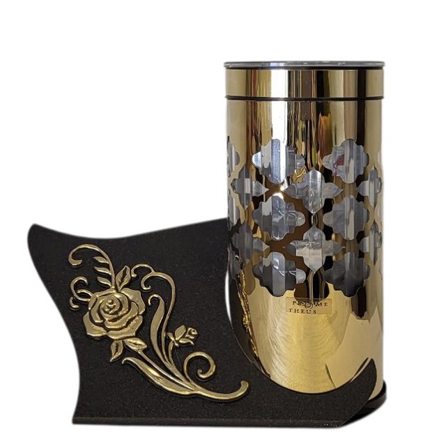 Žvakidė į kapines PARIS SOLAR 4 su gėle  auksinės spalvos