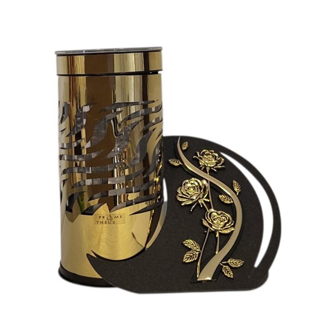 Žvakidė į kapines PARIS SOLAR 5 su gėle   ( auksinės spalvos)