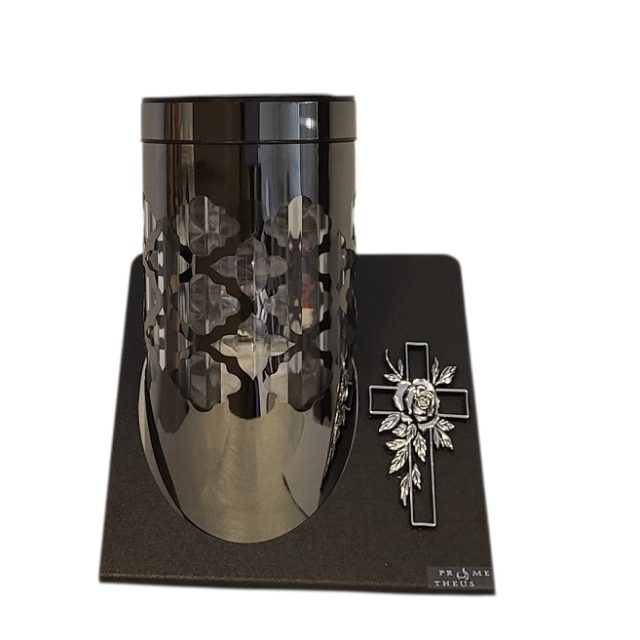 Žvakidė į kapines PARIS SOLAR 2 su kryželiu - grafiti spalvos