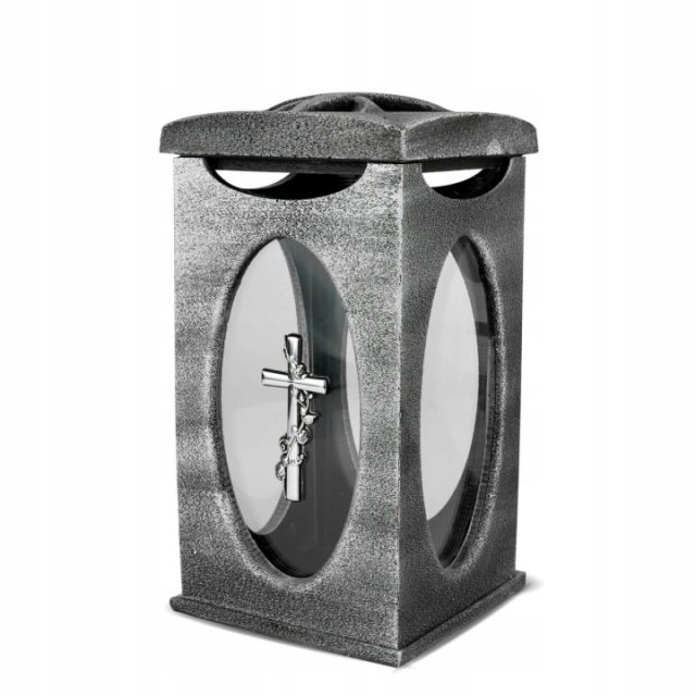 Žvakidė į kapines EPOKSIDINĖ Stella sidabrinės spalvos 27,5 cm.