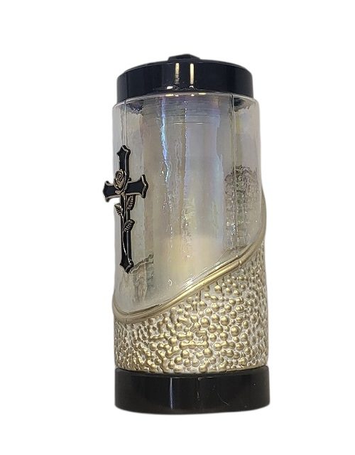 Žvakė į kapines ZR-4 balta/auksinė 30 cm.